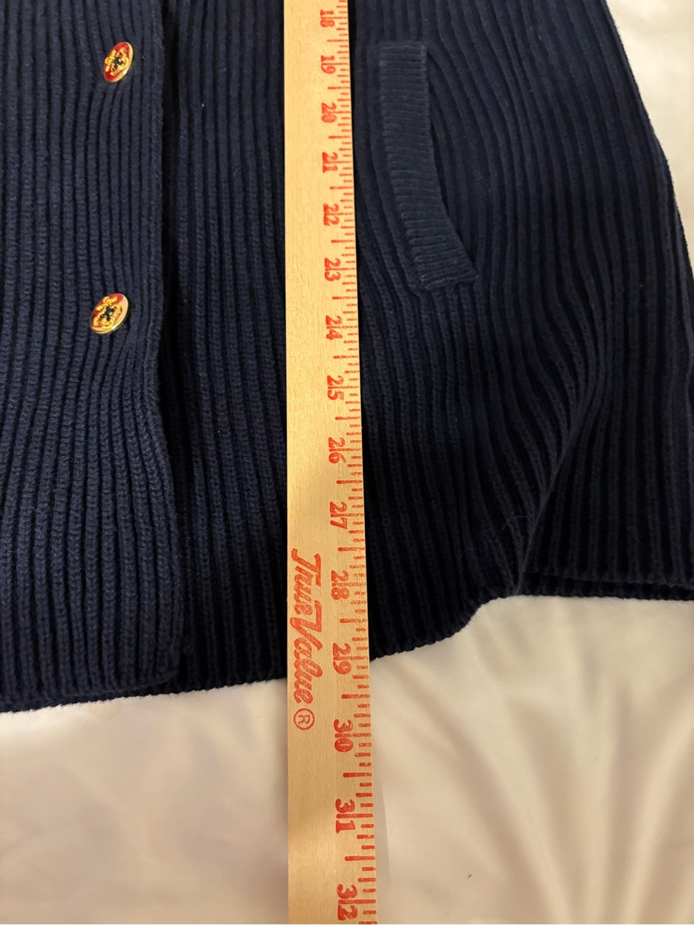 Lauren Ralph Lauren Navy Ribbed Cotton Double Breasted Cardigan M - Picture 4 of 7